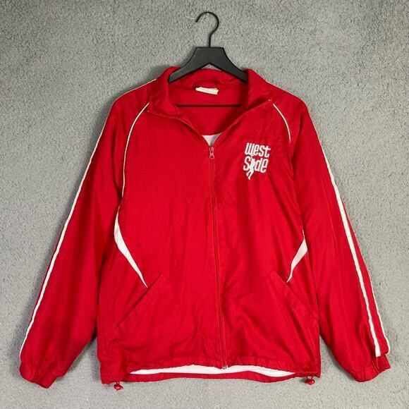 Vintage West Side Red Varsity Track Jacket Men's Size L Casual‎ Zip-Up - Picture 6 of 11
